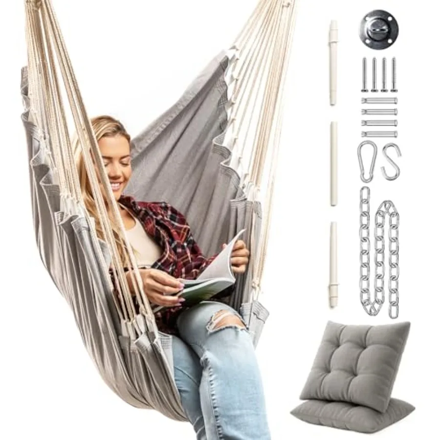 Hanging Hammock Chair Swing Hanging Chair Outdoor and Indoor - Hammock Swing Chair Quick and Easy Setup with Hardware Kit Durab