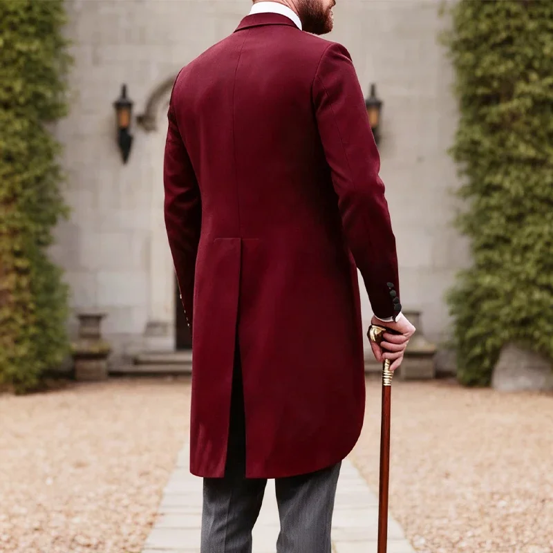 Men's Suit Men's Elegant Steampunk Victorian Tailcoat Gothic Suit Blazer Groomsmen Groom Jacket Parties Pirate Cosplay Long Coat