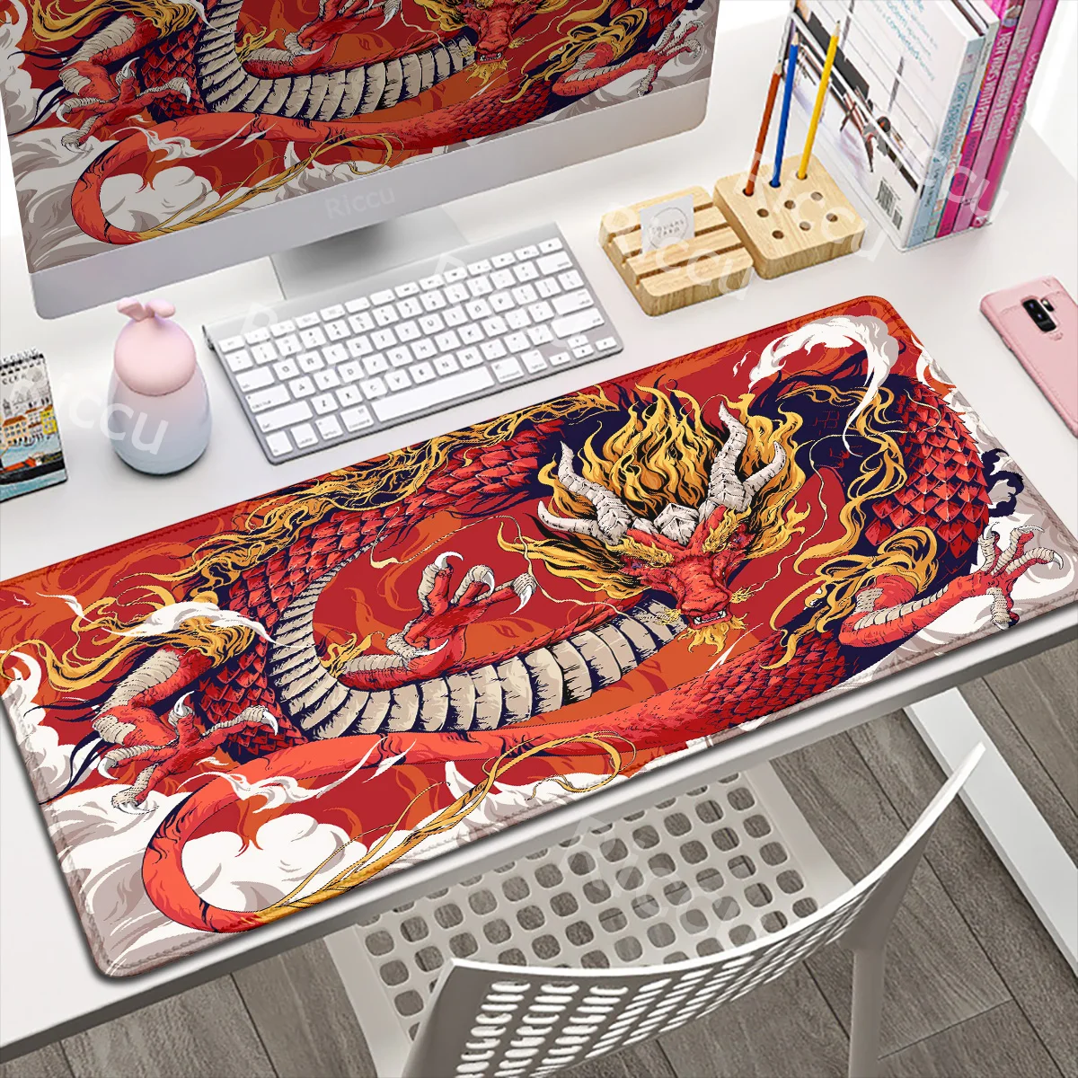 Japanese Dragon Mousepad 900x400mm Office Computer PC Gamer Laptop Deskmat Anti slip Mice Mat Keyboard Carpet Gaming Accessories