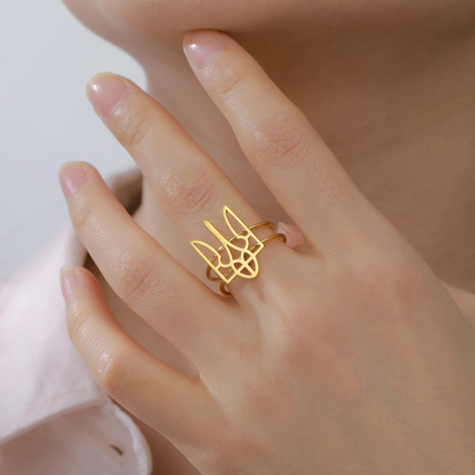 Ukraine Symbol Adjustable Rings for Women Men Stainless Steel Ukrainian National Finger Rings Jewelry Gifts 2026 Wholesale