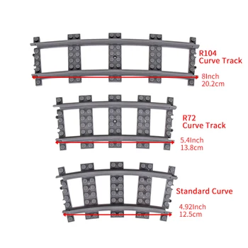 MOC 시티 브릭 기차 유연한 건설 부품, 철도 커브 트랙, R104 빌딩 블록 모델 액세서리, 53401 호환 
