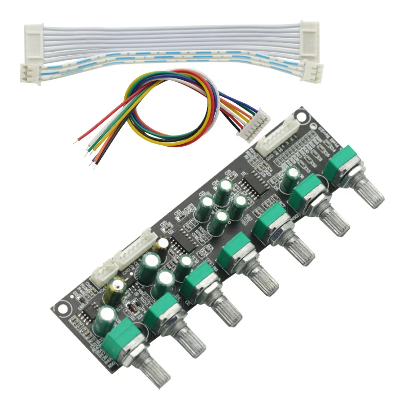 5.1 nada Preamplifier Volume saluran independen + penyesuaian frekuensi Bass 6 cara untuk 5.1 modul Amplifier DIY DC12-24V