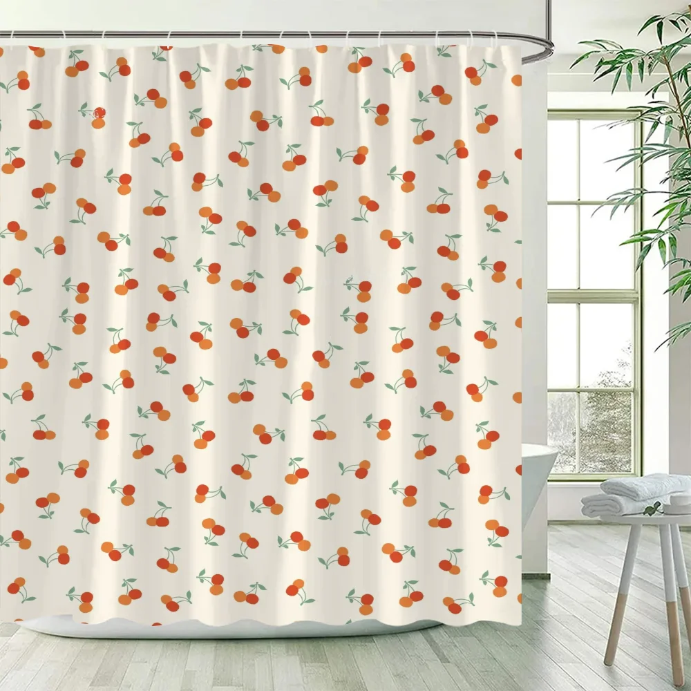 Cherry Blossom Bathroom Curtain Bath Curtains for Bedrooms Folding Partition Shower Accessories Waterproof Fabric Things the Set