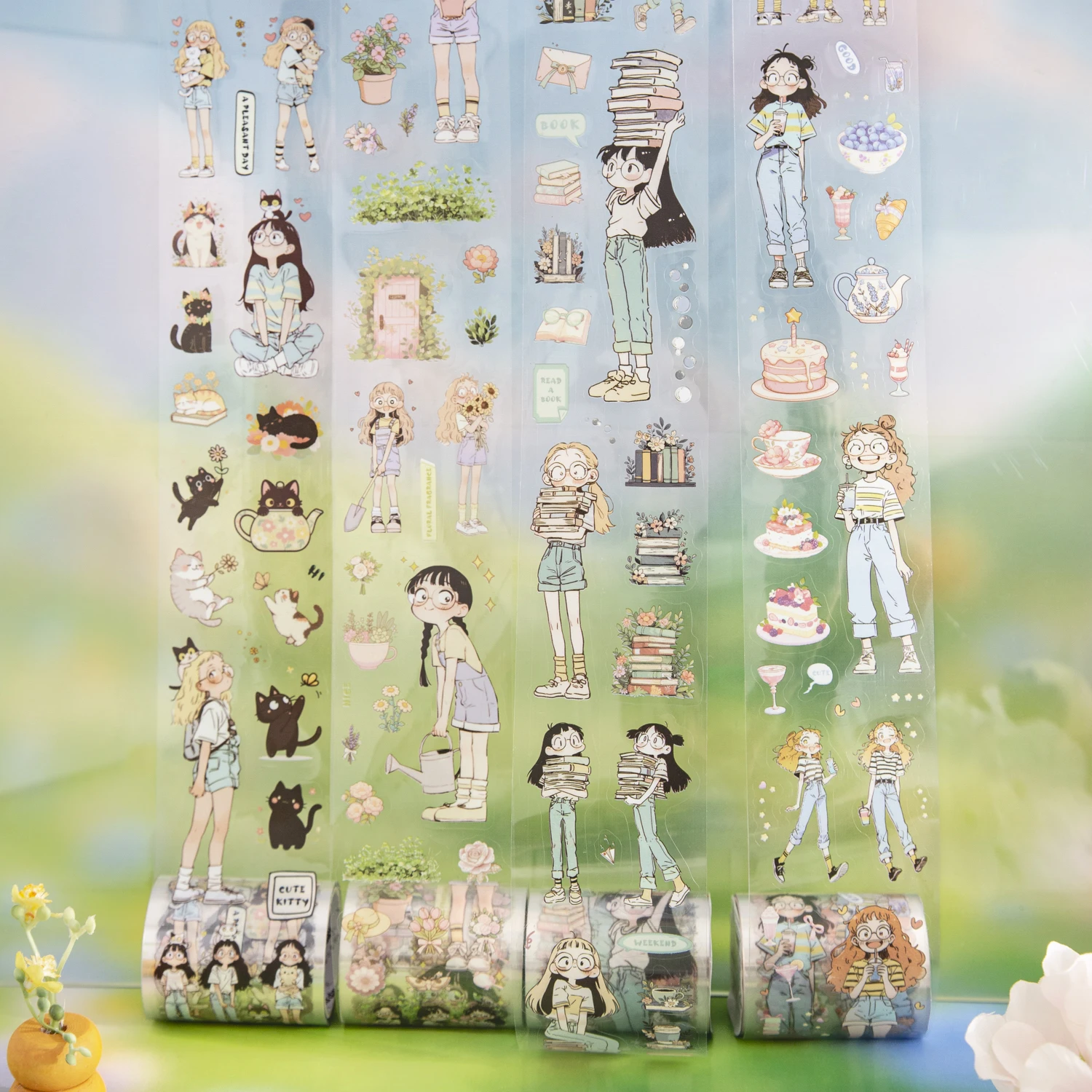 1 rotolo di nastro decorativo per animali domestici con personaggi dei cartoni animati, adatto per scrapbooking fai da te, materiali per collage, custodia per telefono e decorazioni per notebook