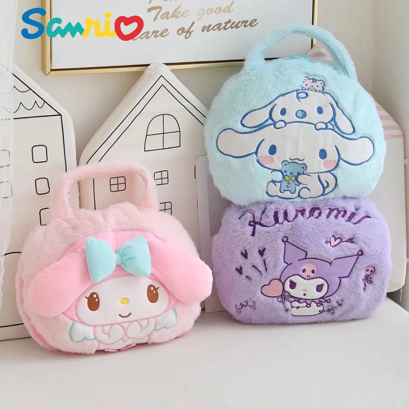 Anime Kawaii Sanrios My Melody Cinnamoroll Kuromi Cute Bag Blanket Integrated Cartoon Portable Pillow Blanket Office Nap Blanket