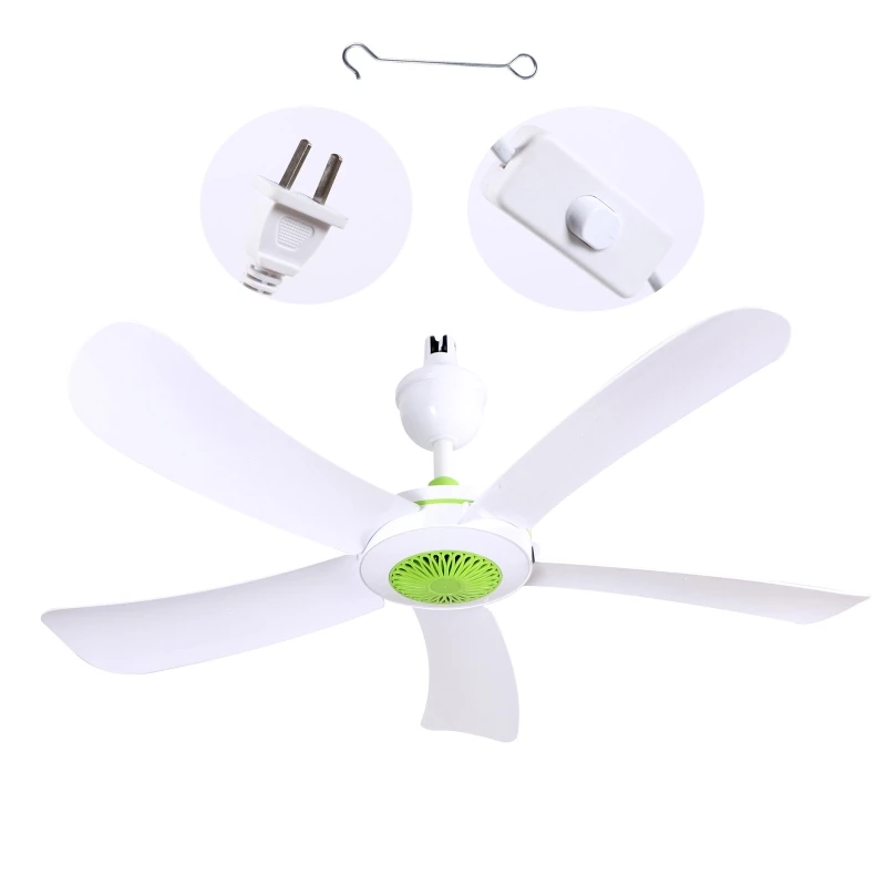 

220V 50Hz Ceiling Fan 5 Leaves 31 inch Dia Silent Hanging Fan with Switch for d.r.itory Room Household Top Quality