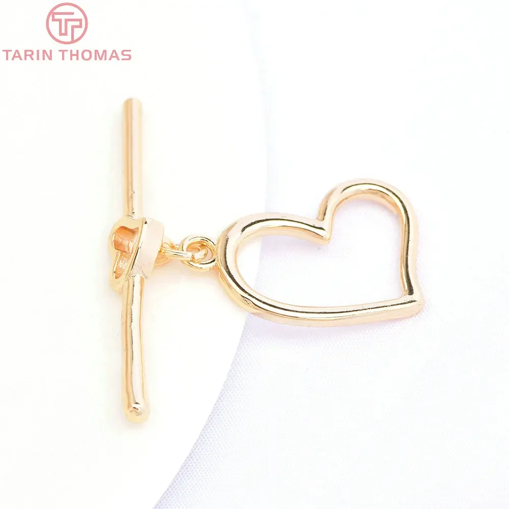 

(6543) 6 Sets 15x19MM 24K Gold Color Brass Heart Bracelet O Toggle Clasps High Quality Diy Jewelry Making Findings Accessories