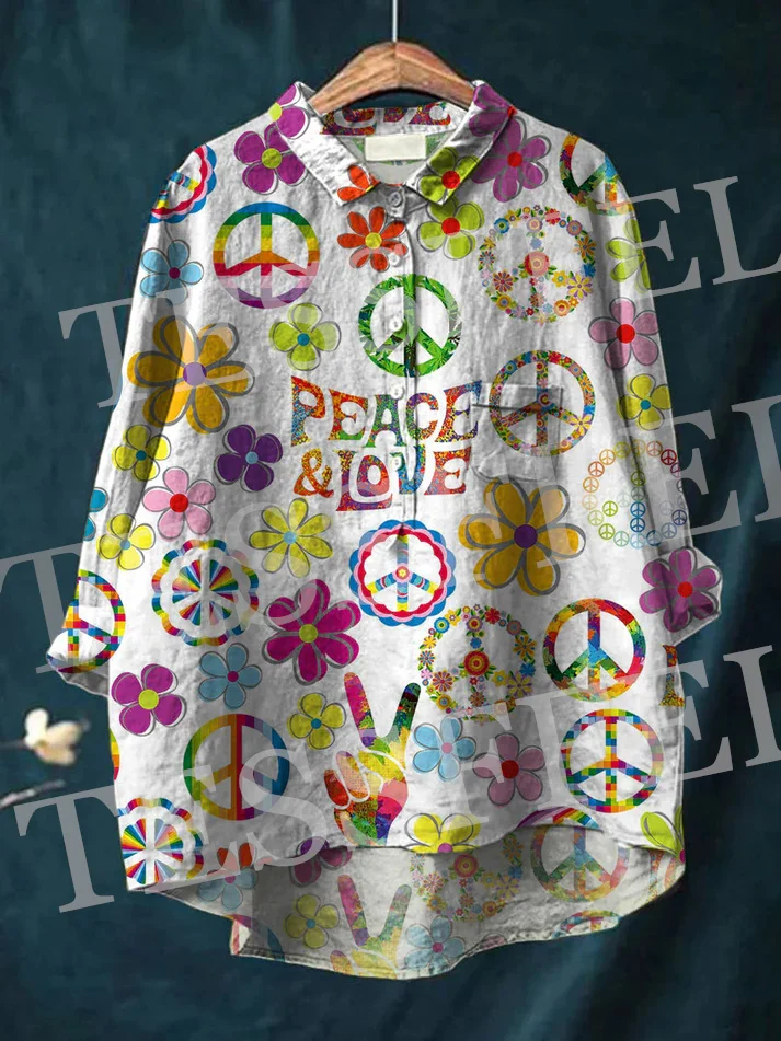 

NewFashion Colorful Graffiti Flower Gradient Hippie Funny Retro 3DPrint Vintage Harajuku Casual Pocket Shirts Long Sleeves X9