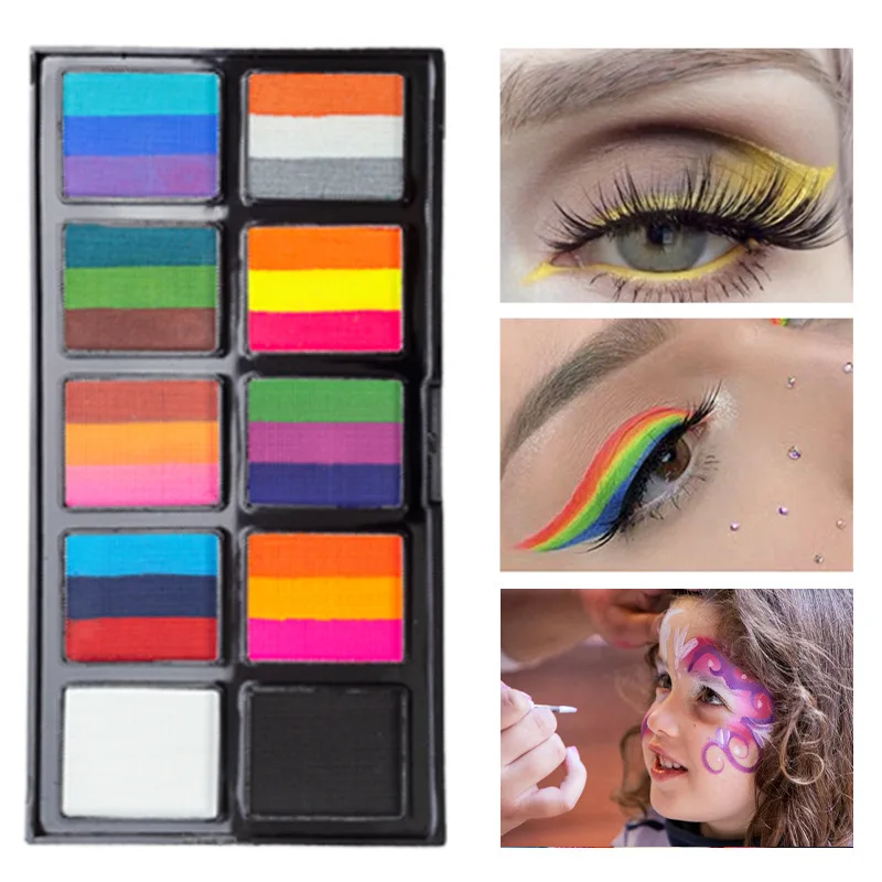 Face Body Paint Halloween Make up Flash Makeup Dress Beauty paint Palette with brush kit cosplay makeup  face paint with brush