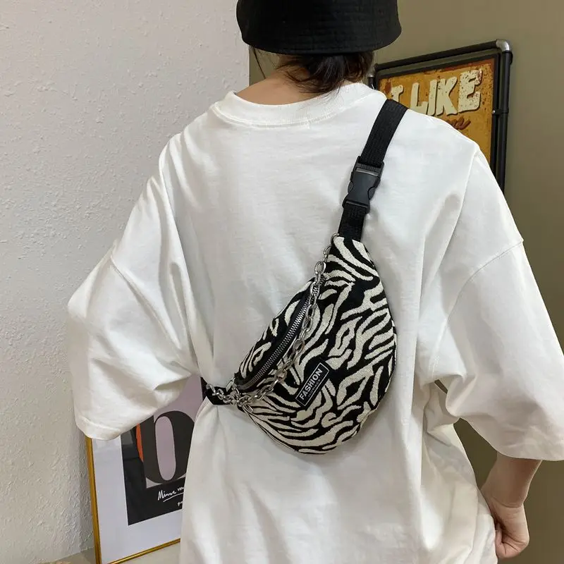 

Foufurieux Women Waist Bags Fashion Crossbody Bag Canvas Belt Purse Travel Phone Pouch Female Chest Bags Hip Waist Pack Fashion