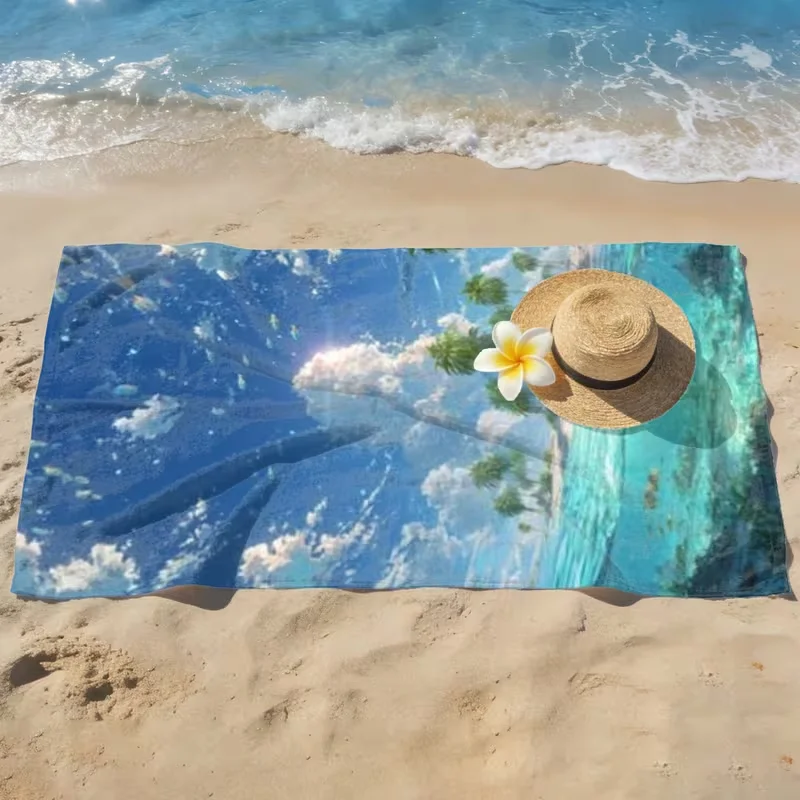 Pastel Pink Seaside Starfish Seashell Beach Towel Soft Ocean Shore Print Towel Sun Lounger Cover Beach Pool Spa Coastal Use view 4