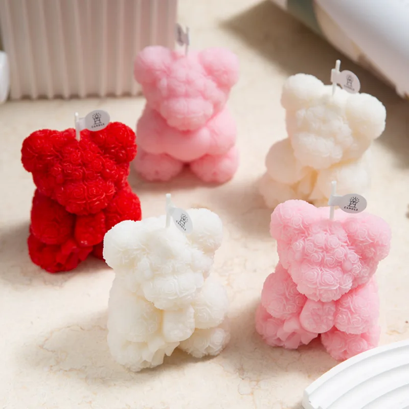 

HQ Rose Bear Ароматерапевтическая свеча с бантом Домашний декор Свадебные сувениры Подарки на День святого Валентина Статуэтка