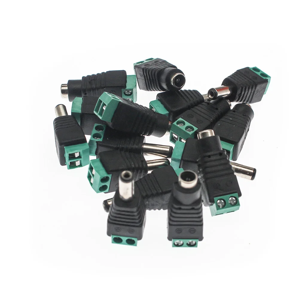 50/100 pcs DC 5.5*2.1MM Female Male 12V 10A Solderless Converter Plug Connectors Jack Socket Female Plug Adapter Terminal Blocks