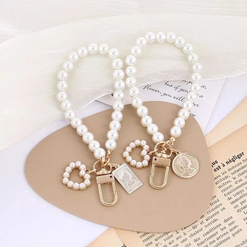 Pearl Short Mobile Phone Lanyard Bracelet Bag Accessories Pendant Anti Lose Lanyard Cell Phone Lanyard Case Gasket Key Chain