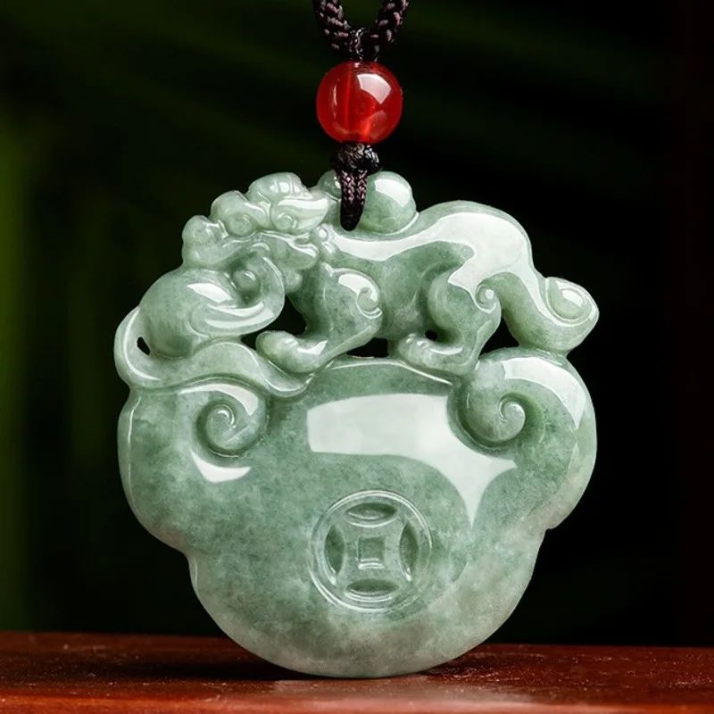 

Real Natural Grade A Jade Jadeite Men Women Bless Lucky Coin Ruyi Pixiu Pendant