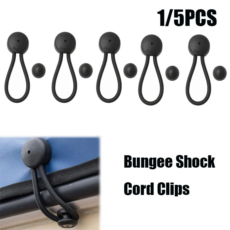 

1/5set Bungee Shock Cord Clip With Knobs Pull Tie Down Tarp Canvas Knobs For Camping Tents Awning Car Cover Holding Wire Hoses