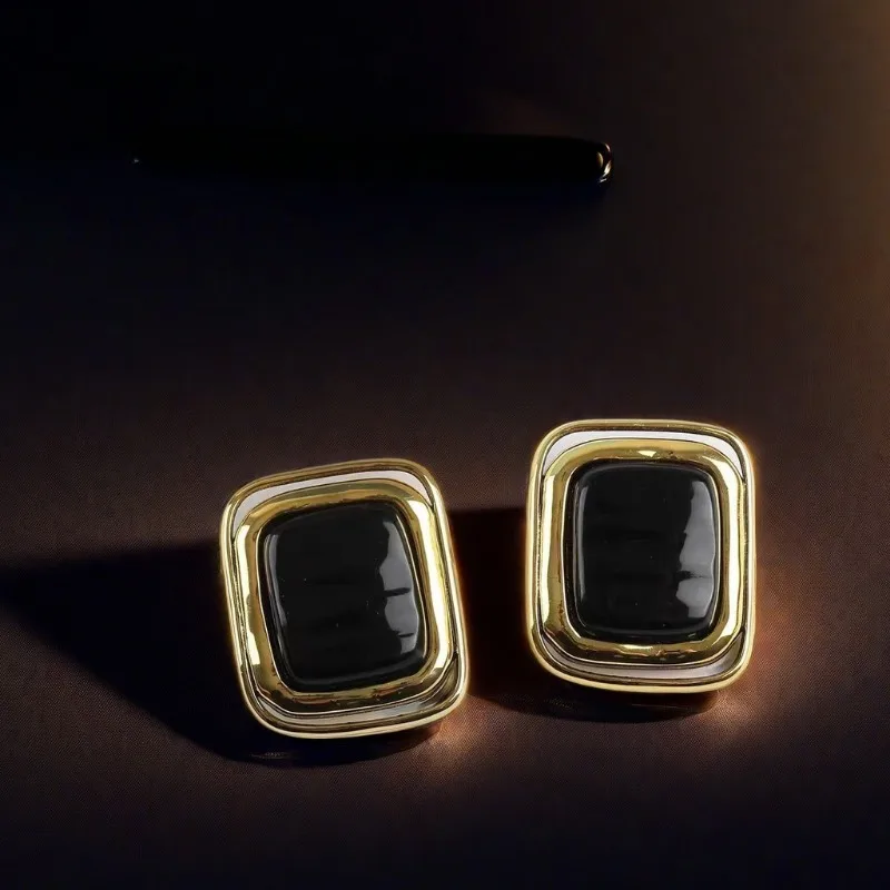 Fashion Jewelry Vintage Temperament Big Square Earrings For Women Gifts Exaggerative Ear Accessories 2024 Trend New
