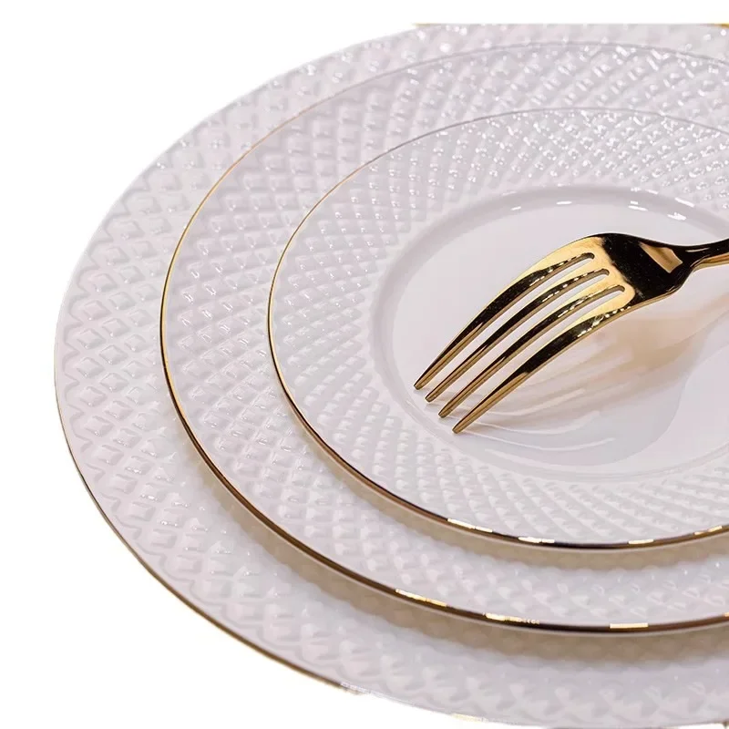 

Bone china dishes light luxury new Chinese Jingdezhen ceramic hotel tableware set dishes can be used