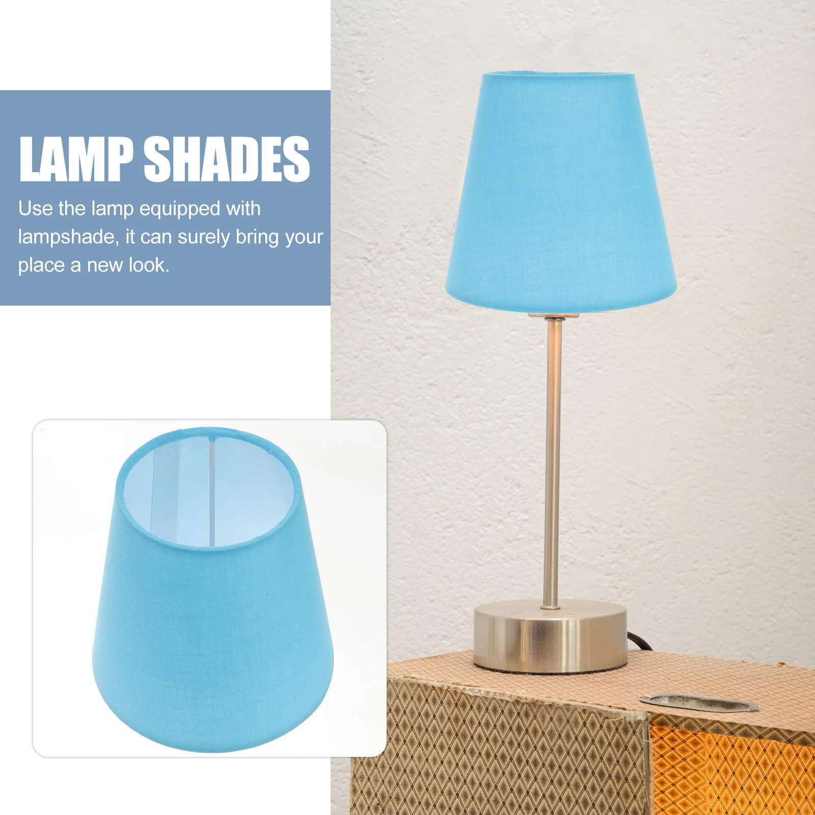 

Sky-Blue Fabric Lampshade Lightweight Stable Structure for Hanging Ceiling Floor Desk Lamps Lamp Shades Light Shade