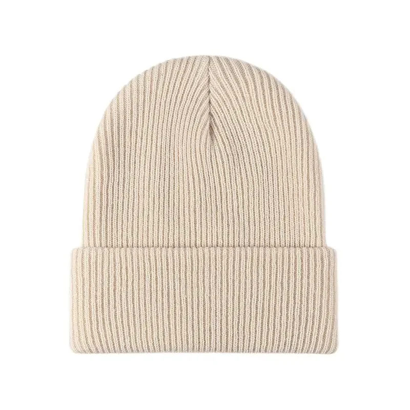 New Women Autumn Winter Warm Beanie Hat Solid Color Lady Male Stretch Knitted Crochet Beanies Hat Cap For Men