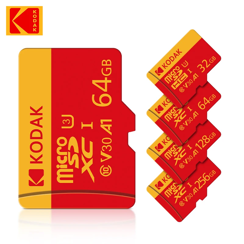 Cartão Micro SD Kodak 128GB 64GB 32GB Classe 10 U1 V10 TF para Câmera Infantil, Brinquedo Inteligente, Câmera Veicular, Câmera de Segurança, Campainha com Vídeo, Câmera CCD