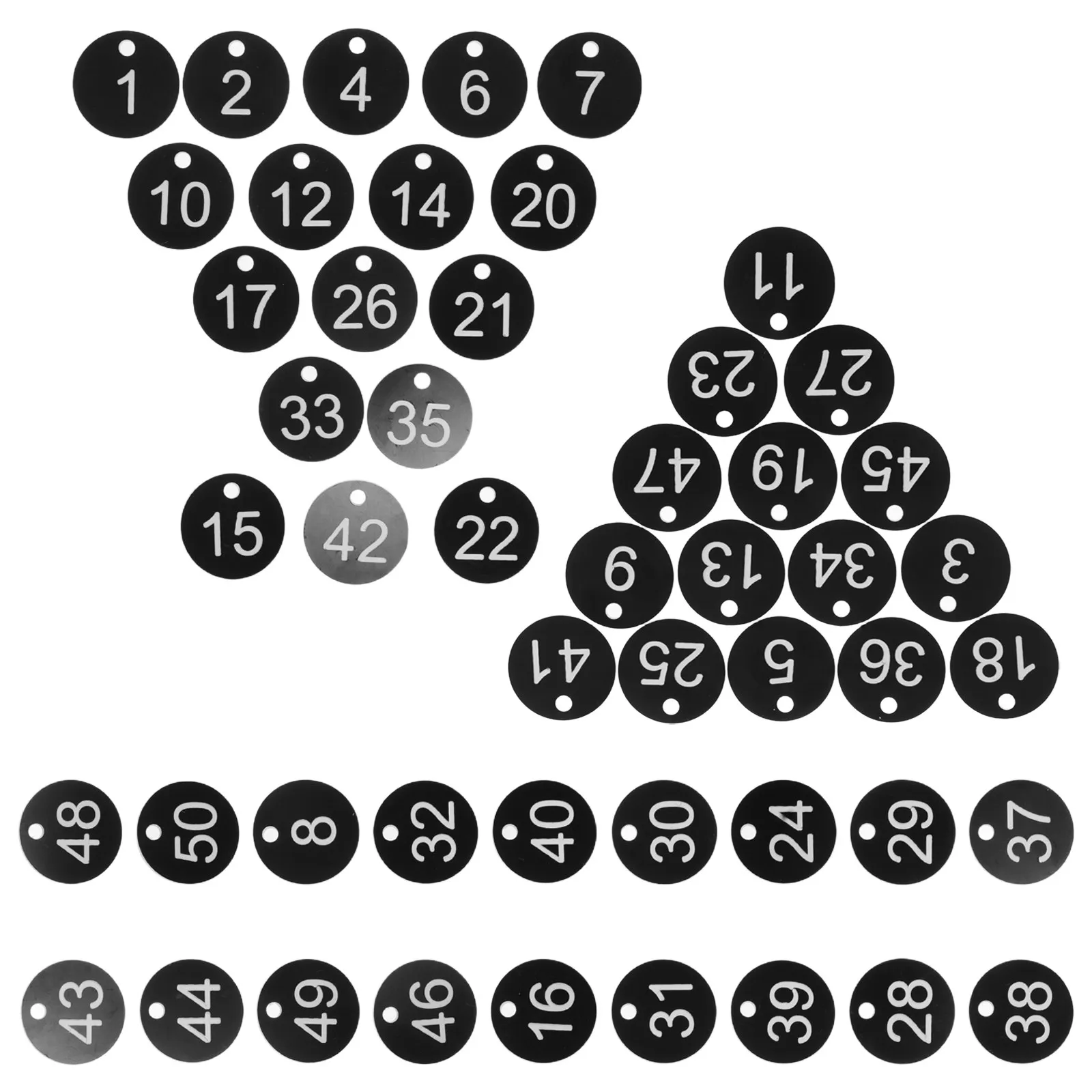 50Pcs Key Organizer Tags Plastic Number Cards 1-50 Numbered Round Identification Keychain Labels for Office Home Storage