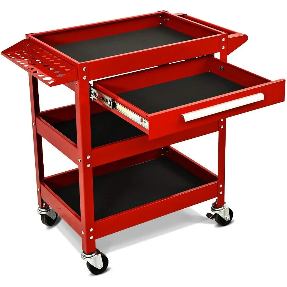 Tier Rolling Tool Utility Cart 330 LBS Capacity Heavy Duty Organizer with Storage Drawer Industrial Commercial Service