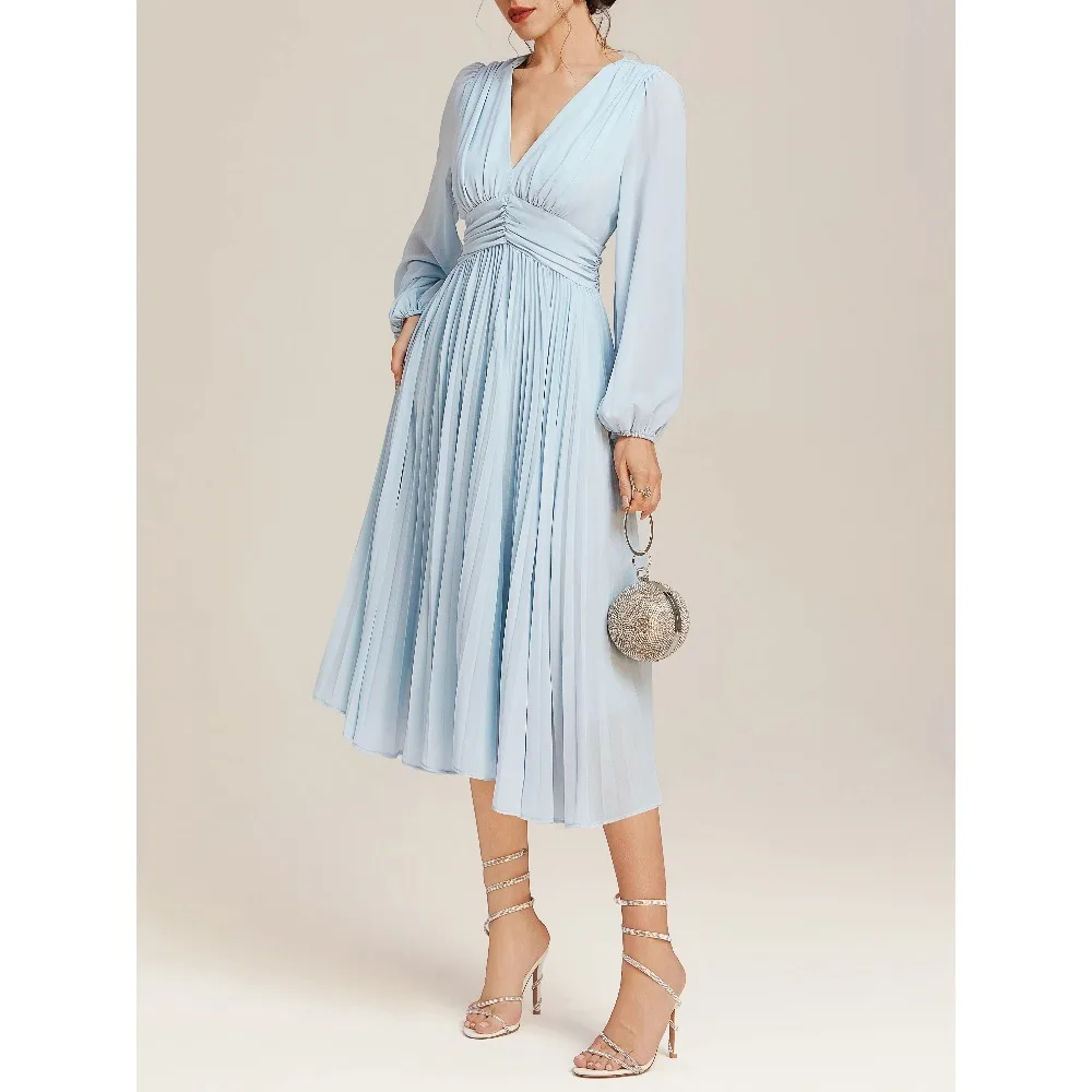 Customized Light Blue Mother of Birde Dresses 2026 for Women Wedding Elegant Evening Dress Pleated Ruched A Line Prom Party Gown