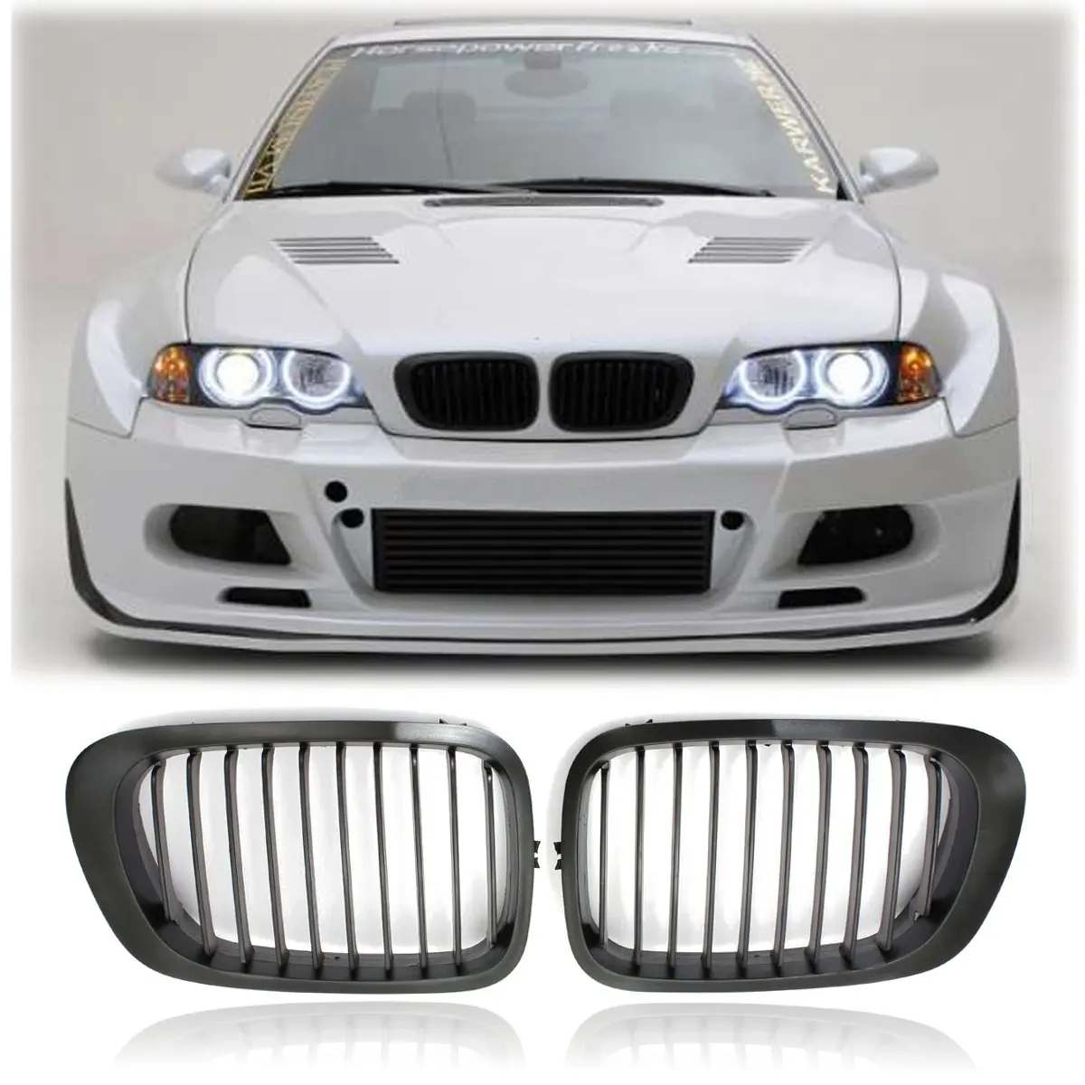 

Gloss Black Front Bumper Kidney Grill For BMW 3 Series 1998-2001 E46 M3 323 i/is 325Ci 328 i/is/Ci 330Ci 2 Doors Grilles