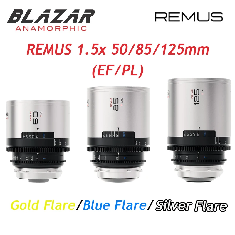 GREAT JOY BLAZAR REMUS 1.5x 50/85/125mm Anamorphic Cine Lens 3:2 full frame For PL/EF Gold Flare/Blue Flare/Silver Flare