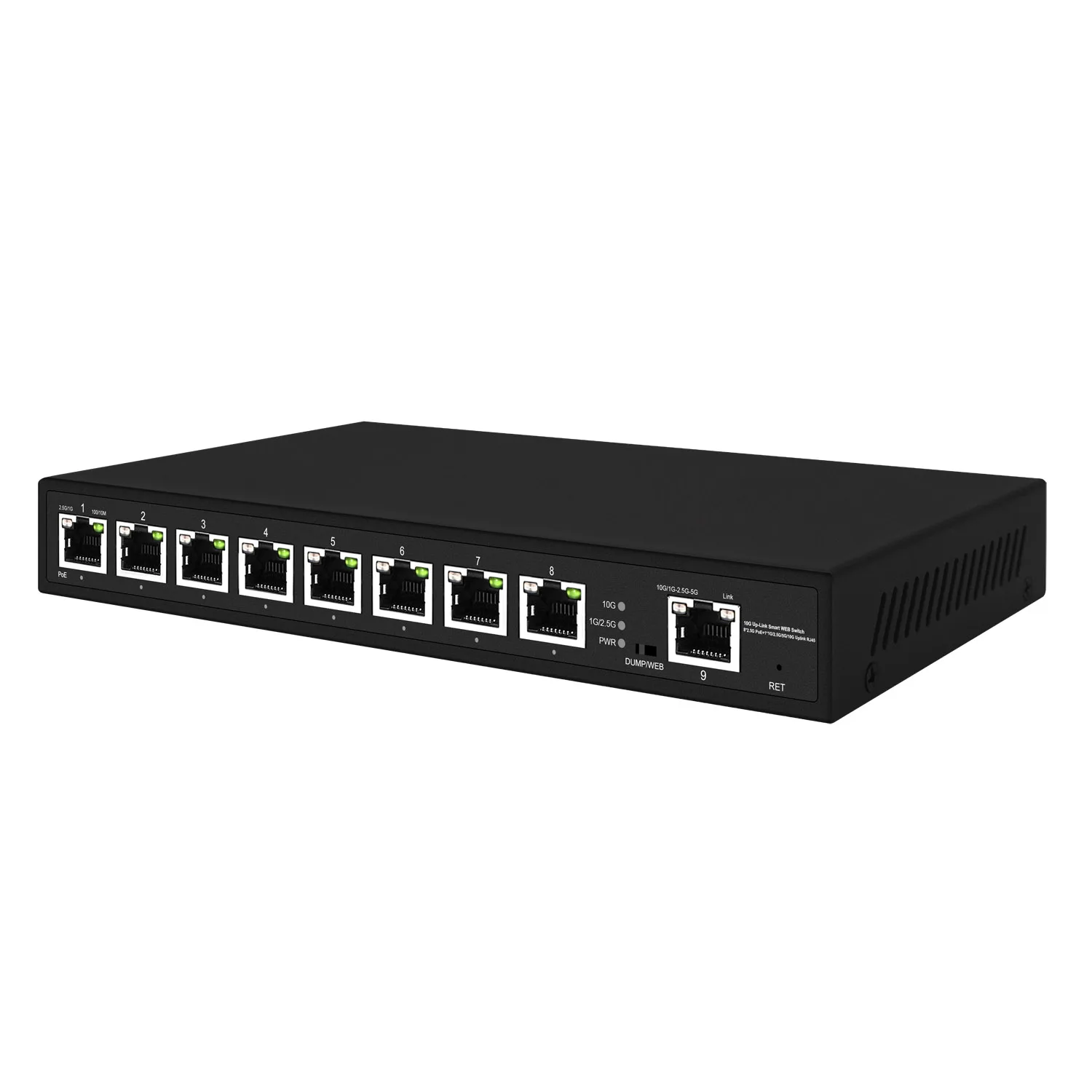 Collegamento uplink completo 10Gbe RJ45 Switch POE multi-gigabit a 8 porte da 2,5 Gbe gestito tramite Web