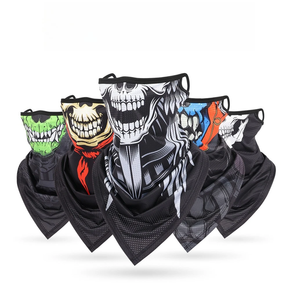 

1PC 3D skull Scarf Bandana Breathable Neck Warmer Gaiter Hanging Ear Outdoor Sports Triangle Face Mask Neckerchief Summer