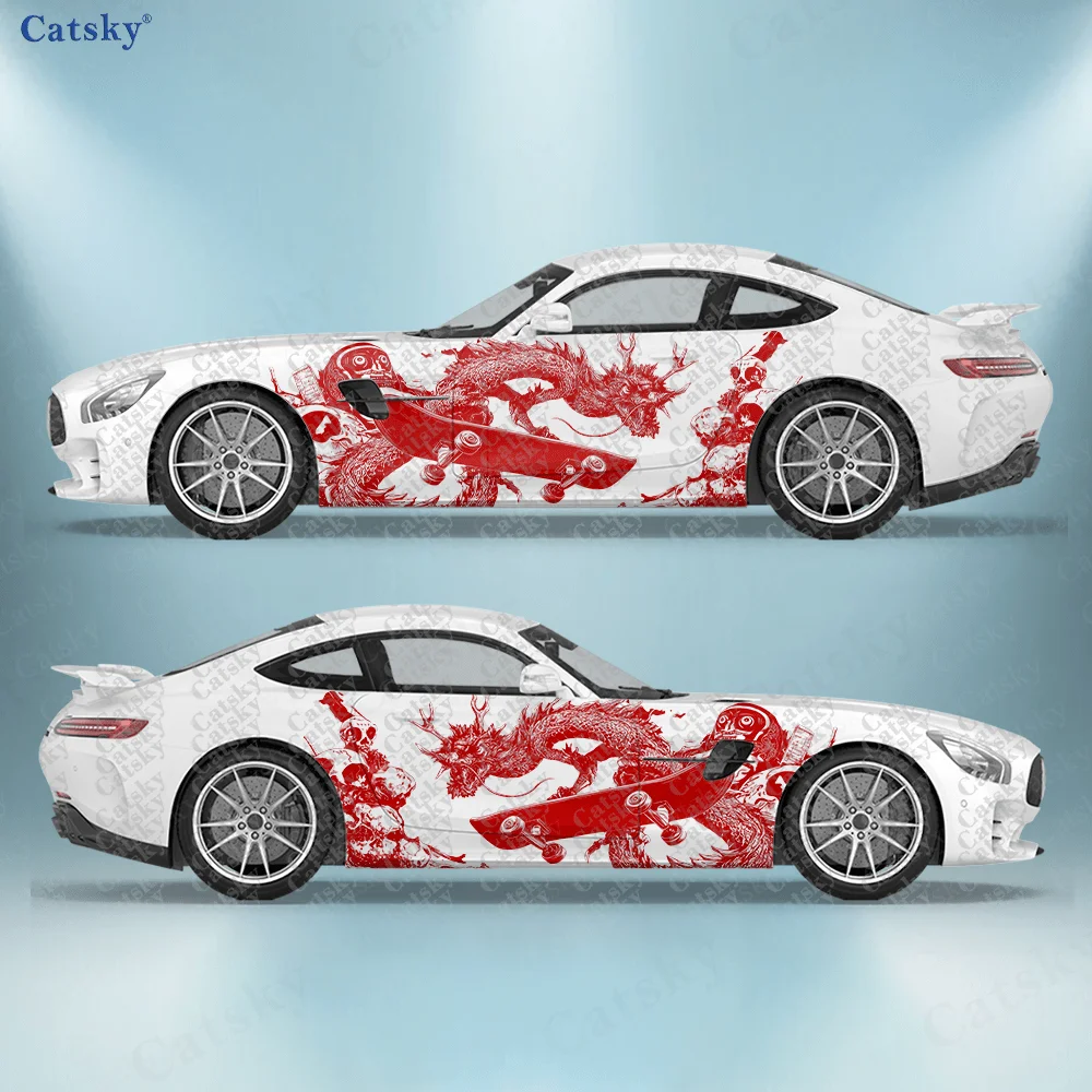 

2pcs Chinese trend dragon skateboard sticker, suitable for cars and trucks, durable, fade-resistant, easy to install and remove