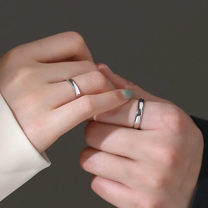 1 Pair Smooth Finish Couple Rings Unisex High-End Minimalist Plain Band Niche Design Self-Discipline Matching Daily Wear