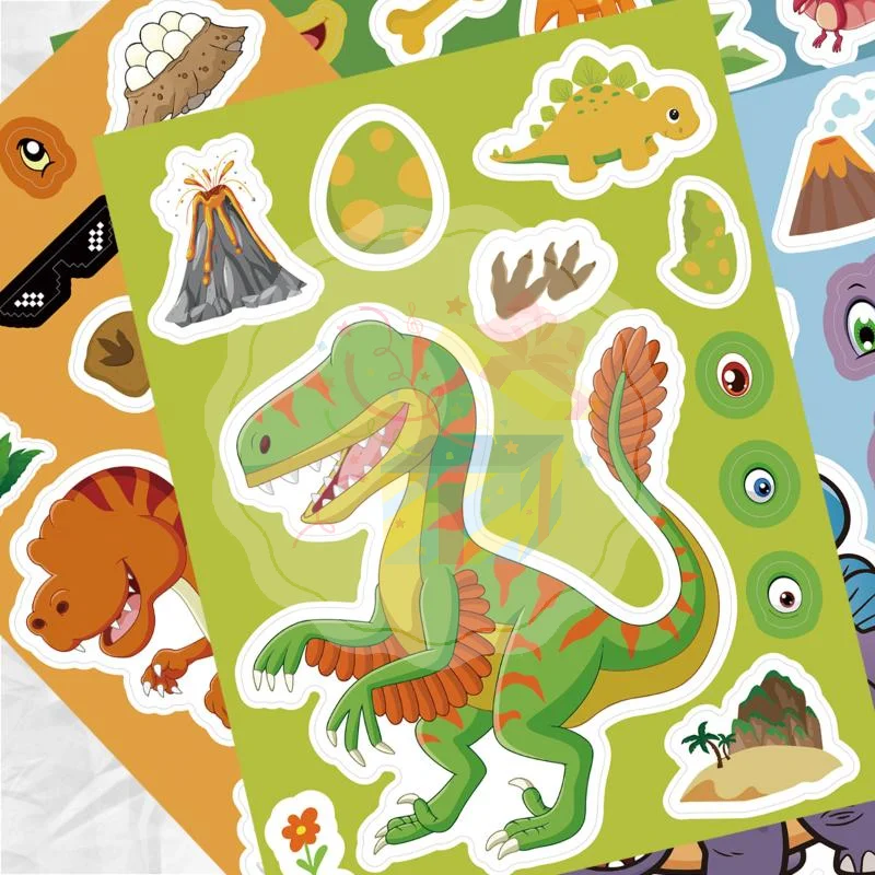 8Pcs Removable Waterproof Dinosaur Stickers Handmade Decals for Skateboard Luggage Notebook Kids Party Favors