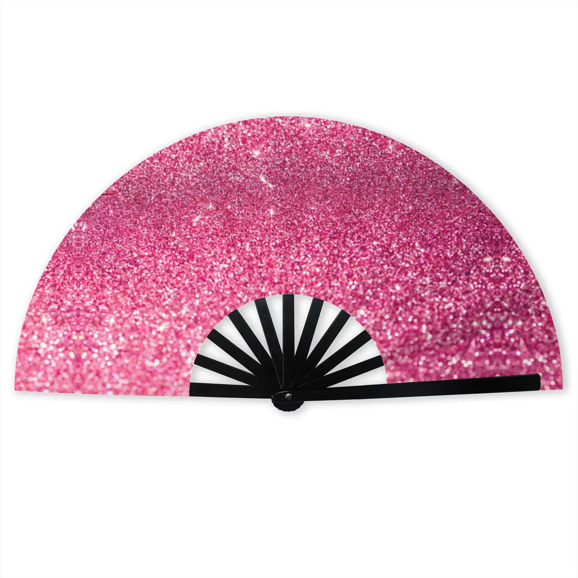 Silver Pink Glitter Sparkle Diamond Traditional Folding Fan Bling Crystal Rhinestone High-Quality Fans Gift Decorative Hand Fan