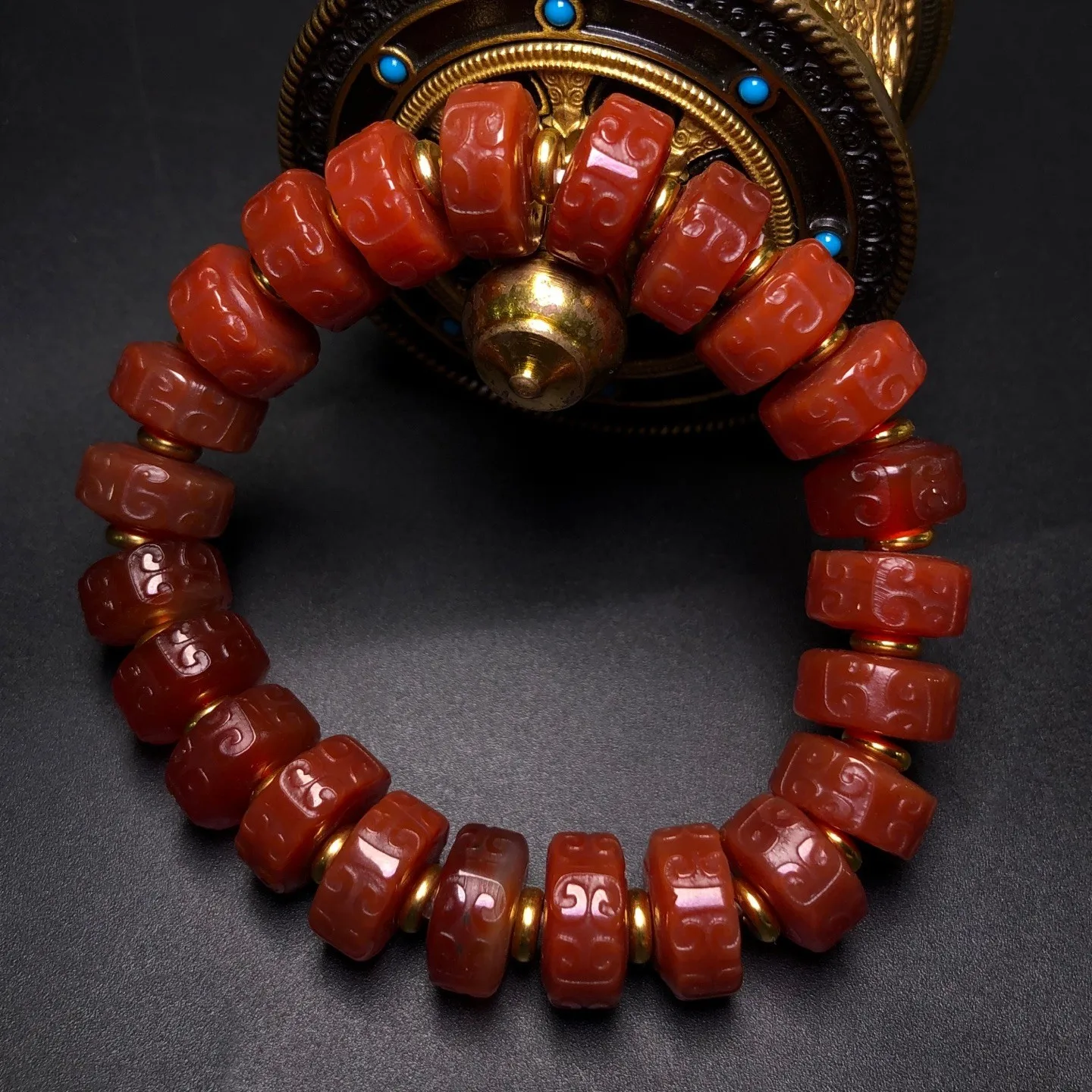 Тибетский старый агат DZi *Fert*Браслет из бисера M0801