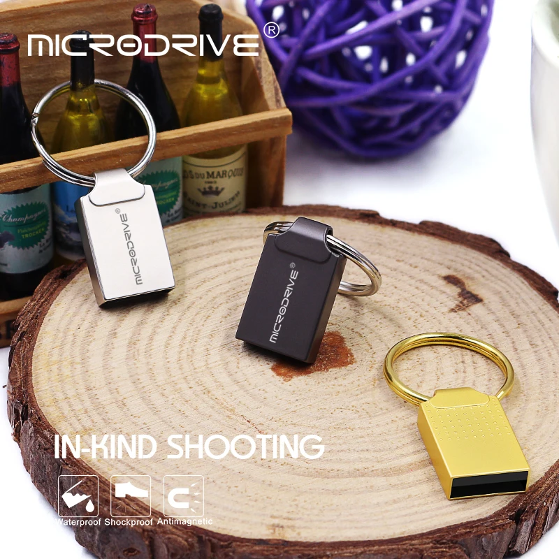 Super Mini Metal USB Flash Drive 256GB/128GB/64GB/32GB/16GB/8GB/4GB Memory stick Waterproof pendrive u disk with key chain