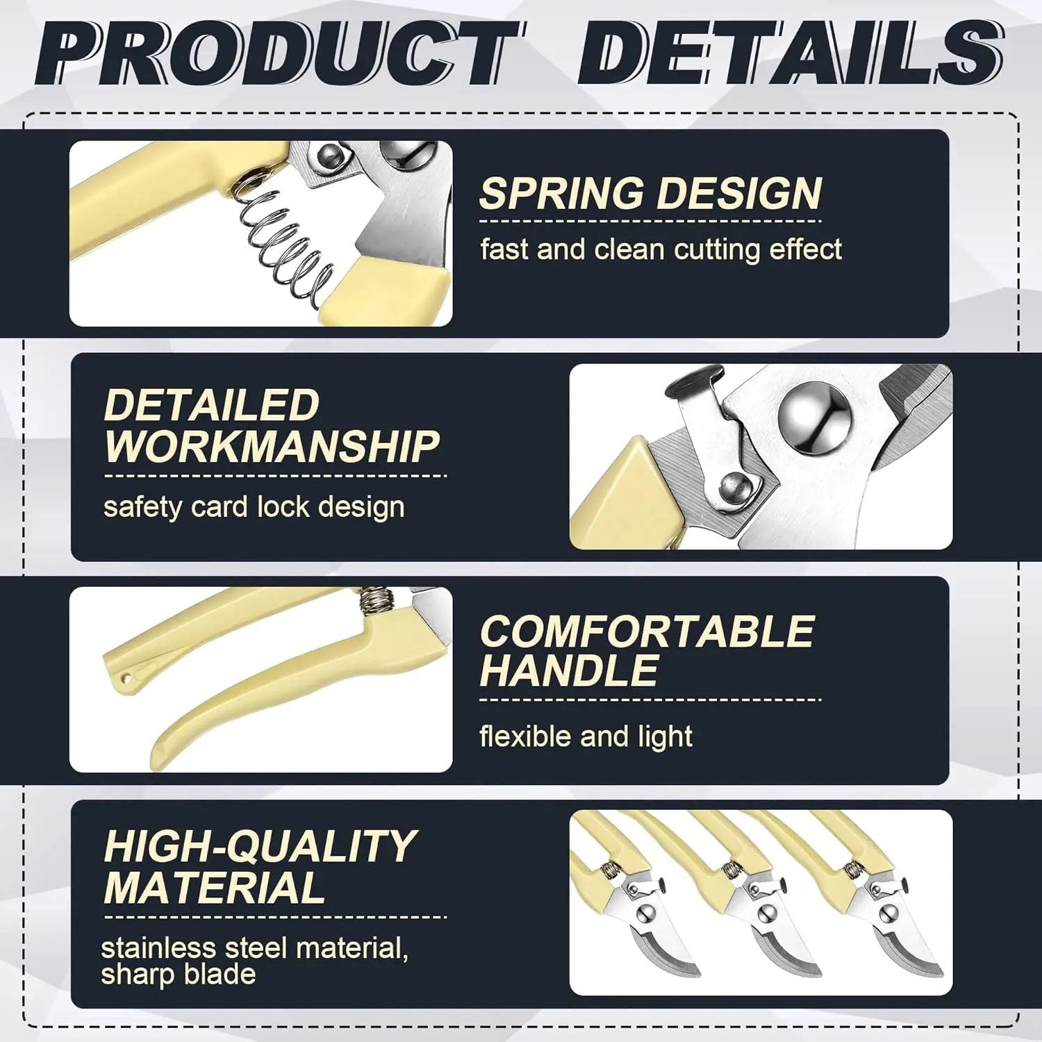 مقصات زهور الحديقة Chumia 30 - مقص تقليم شديد التحمل ومقص تشذيب - مقلم يدوي للبستنة في الفناء - بيج #4