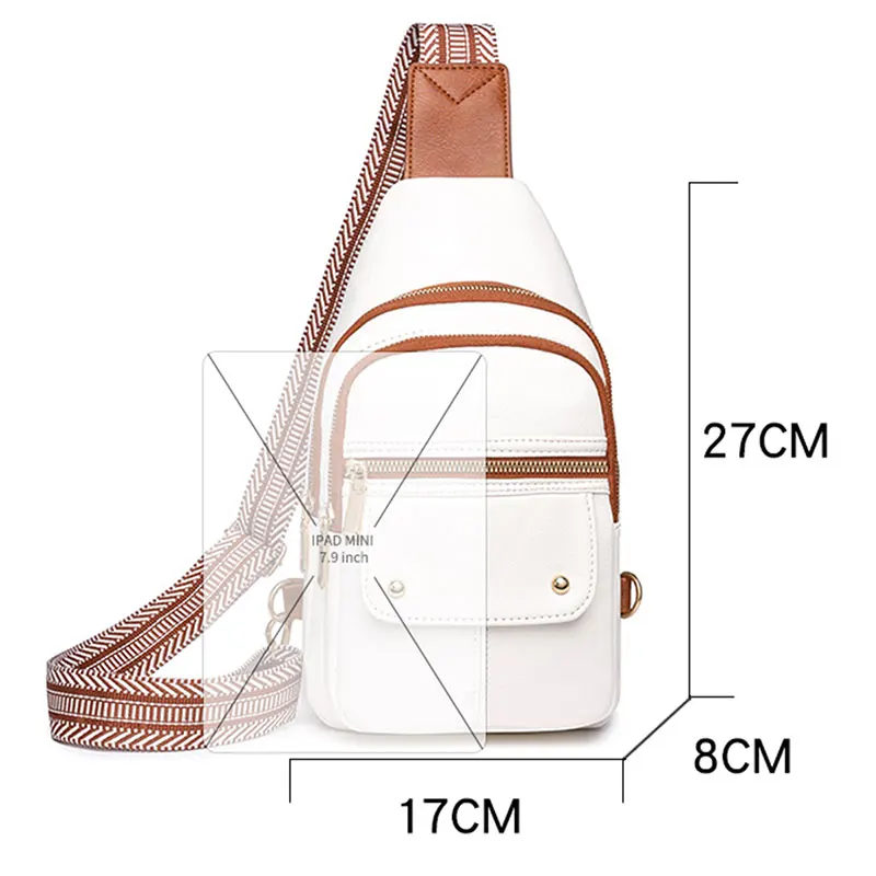 Women Bags Vintage Chest Bag Ladies PU Leather Banana Sling Bag Fashion Shoulder Chest Crossbody Bag Daypack Female Travel Pack