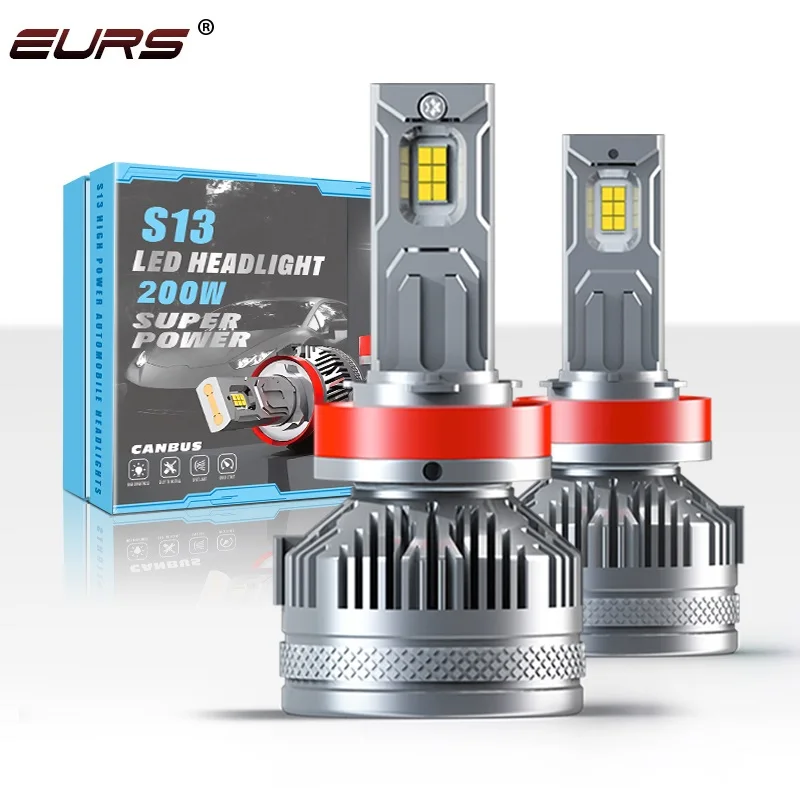 EURS 2PCS H4 H7 H11 200W Car LED Headlamp S13 H1 H3 H4 H8 H9 H11 9005 9006 9012 6500K 23000LM High Power Auto LED Headlight 12V