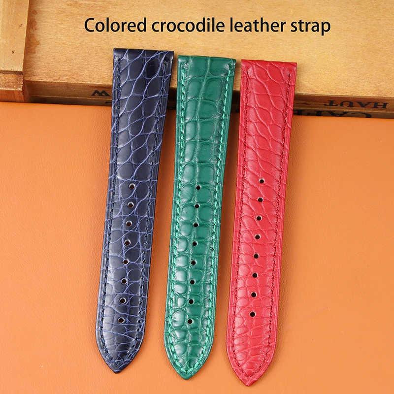 High quality Alligator leather watch strap for Longines/Tissot/Cartier  genuine leather watchband green red blue 18/20mm/22mm