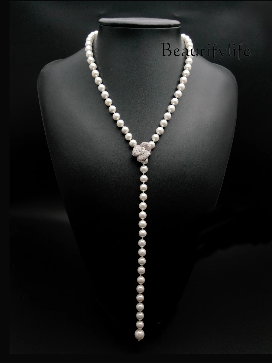 Long pearl necklace women's versatile simple decoration high-end new wool clothes accessories chain