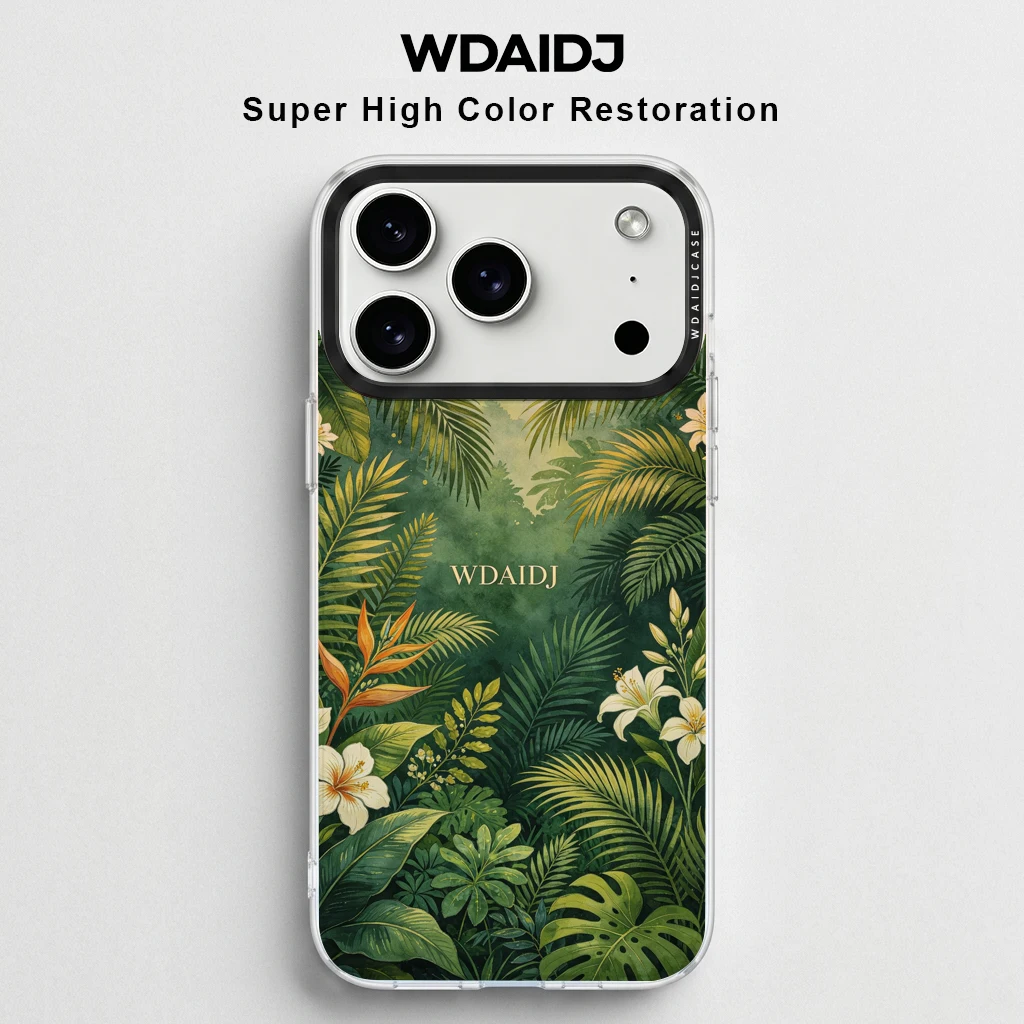 

Vintage Tropical Jungle Botanical Print Phone Case For iPhone 17 16 15 14 13 Lush Green Anti Scratch Clear Cover