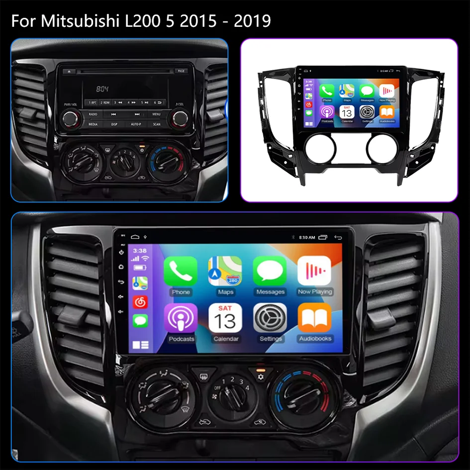 9'' Android Stereo for Mitsubishi L200 5 2015-2019 GPS 8+128GB CarPlay Android Auto Backup Camera Integrated Touch Screen Naviga
