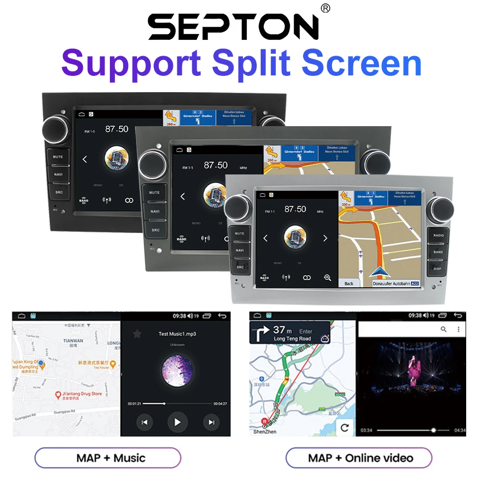 SEPTON Android12 Car Radio CarPlay Universal for Opel Astra H J 2004 Vectra Vauxhall Antara Zafira Corsa C D Vivaro Meriva Veda