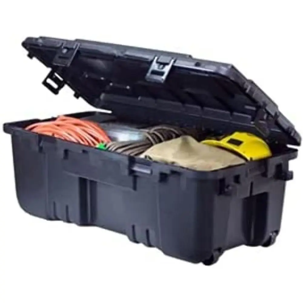 

Large 108 Quart Black Hinged Storage Box