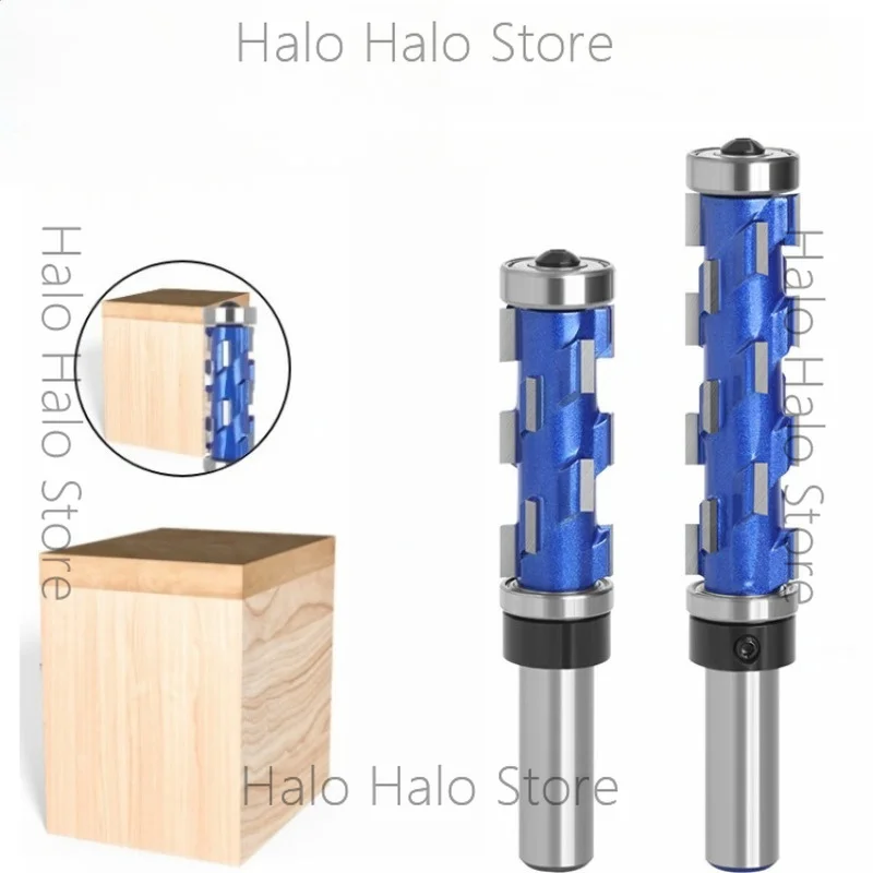 Upper and lower bearing spiral trimming knife, paint blue mace woodworking milling cutter, double bearing router