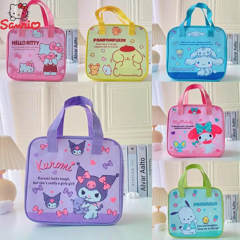 Sanrio Kuromi Lunch Box Bag Hello Kitty My Melody Cinnamoroll Bento Bag Thermal Pochacco pompumpurin Storage Bag regali per studenti