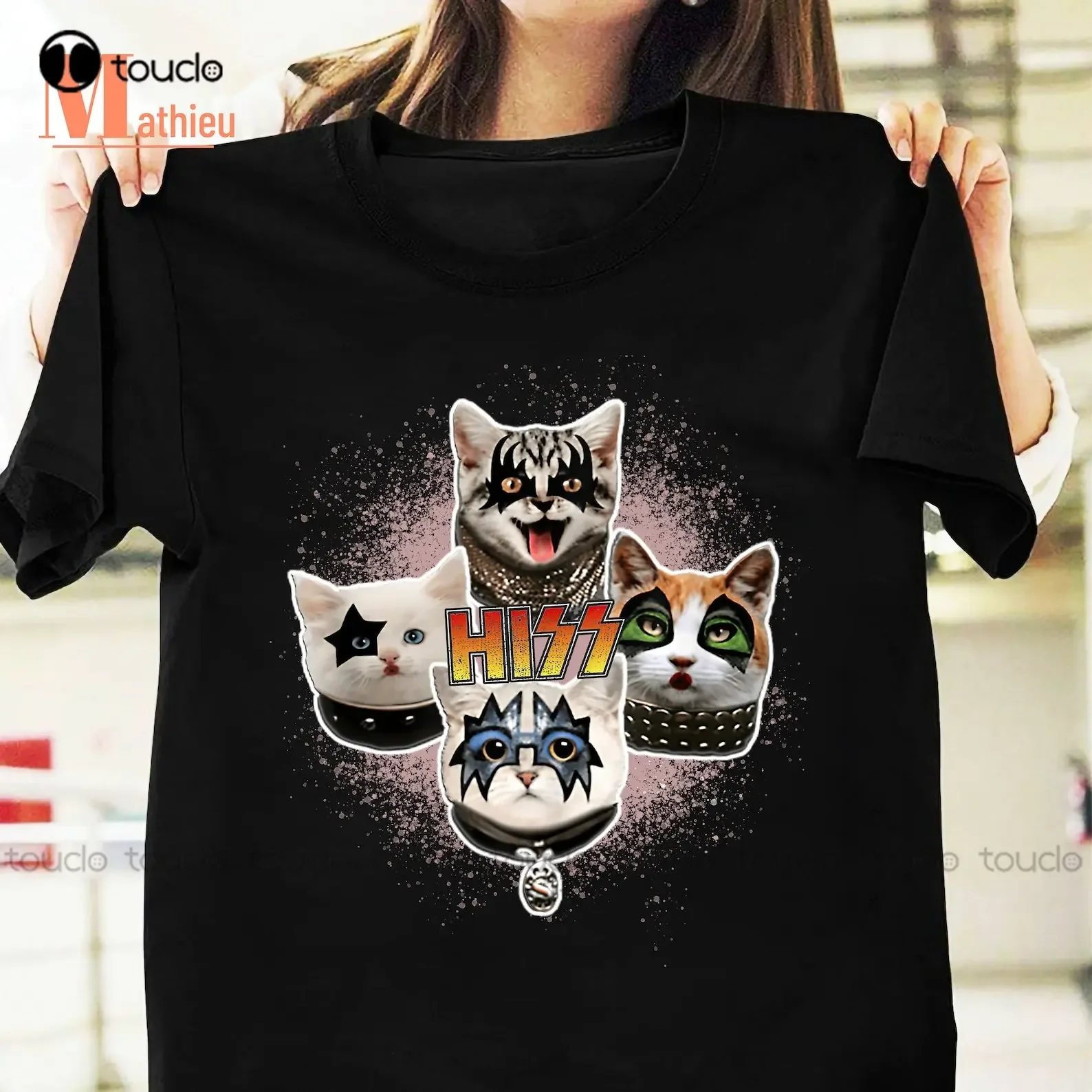 

Kiss Hiss Cat Band We're All Cat Here Винтажная футболка Kiss Hiss Мужские рубашки Xs-5XL Рождественский подарок